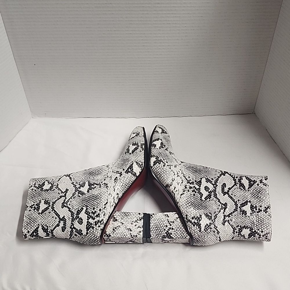 Wetkiss Snakeprint Pointed Toe Block Heel Boots S… - image 4